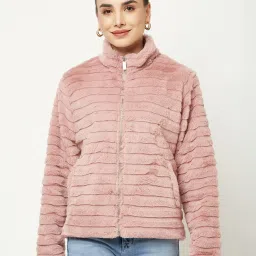Crimsoune Club Pink Regular Fit Fur Jacket image 1