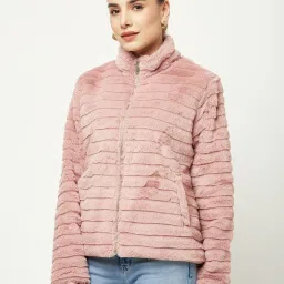 Crimsoune Club Pink Regular Fit Fur Jacket image 3