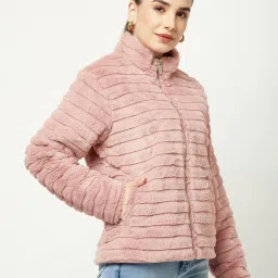 Crimsoune Club Pink Regular Fit Fur Jacket image 4