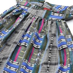 Cottinfab Grey & Green Printed A-Line Crepe Dress image 5