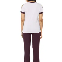 Soie Purple Printed Top With Pyjama Set image 2