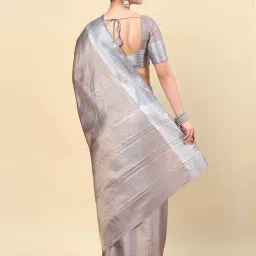 Soch Womens Grey Geometric Woven Design Jacquard Weave Art Silk Saree image 2