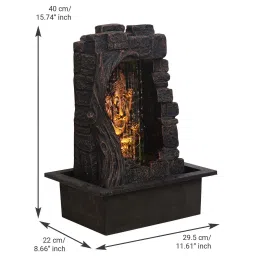 CHRONIKLE Brown & Golden Polyresin Ganesha Idol Front Curtain Waterfall Fountain image 5
