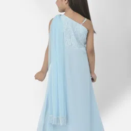 Eavan Kids Turquoise Blue Lace Work Gown image 2