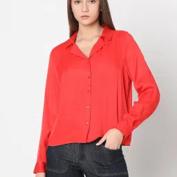 Vero Moda Red Viscose Regular Fit Oversized Shirt image 2