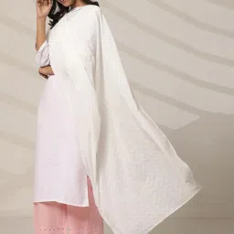Aurelia White Cotton Embroidered Dupatta image 2