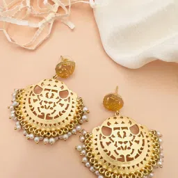 Abdesigns Gold-Tone Plated Elegant Statement Dangler Earrings image 2