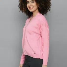 Allen Solly Pink Cotton Regular Fit Sweater image 3