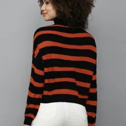 Allen Solly Black & Red Cotton Striped Sweater image 2