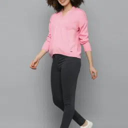 Allen Solly Pink Cotton Regular Fit Sweater image 4
