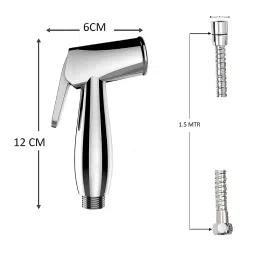 CLINTON Dolphin Health Faucet with Hose Pipe 1.5 m Stainless Steel, Rubber Chrome Finish (Pack of 2) image 2