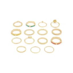 Zaveri Pearls Set of 15 Gold Tone Contemporary Stackable Rings-ZPFK13632 image 5