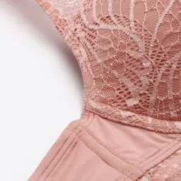 Enamor Rose Pink Lace Work Push-up Bra image 5