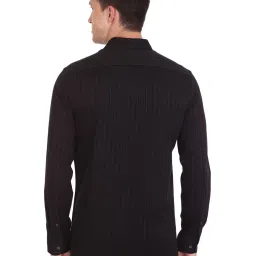 Arrow New York Black Cotton Slim Fit Striped Shirt image 2