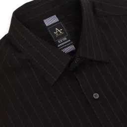 Arrow New York Black Cotton Slim Fit Striped Shirt image 4