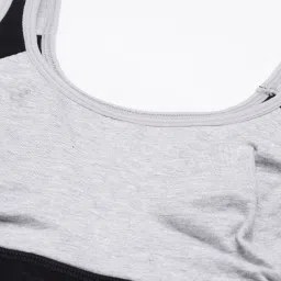Enamor Grey & Black Cotton Color-Block Sports Bra image 5