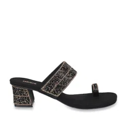 Mochi Women's Black Toe Ring Sandals image 2