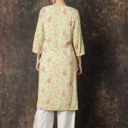 Melange by Lifestyle Yellow Printed Kurtas image 2