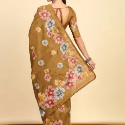 Soch Womens Brown Floral Embroidered Tussar Saree image 2