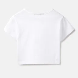 United Colors of Benetton Girls White Cotton Embellished T-Shirt image 2