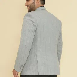 John Pride Grey Regular Fit Striped Blazer image 2