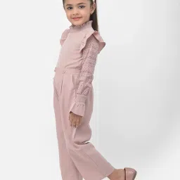 Eavan Kids Dusty Pink Self Pattern Jumpsuit image 3