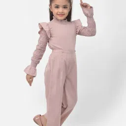Eavan Kids Dusty Pink Self Pattern Jumpsuit image 4