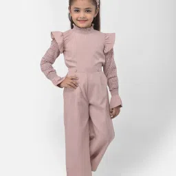 Eavan Kids Dusty Pink Self Pattern Jumpsuit image 5