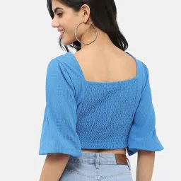 MADAME Blue Regular Fit Crop Top image 2