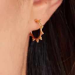 Accessorize London Real Gold-Plated Z Beaded Hoop Earrings - Set of 2 image 2