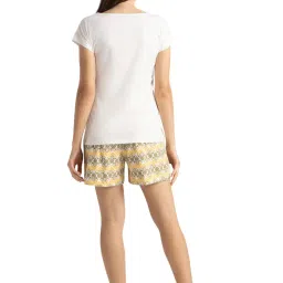 Van Heusen Lily White & Yellow Cotton Floral Print T-Shirt Shorts Set image 2