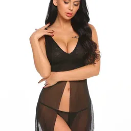 zerjama Women Front Open Babydolls with Briefs image 3