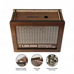 jsg Wooden Money Saving Box | Counting target money box | Coin box for saving-M1 Coin Bank image 2