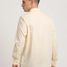 Turtle Light Yellow Cotton Regular Fit Checks Shirt image 2