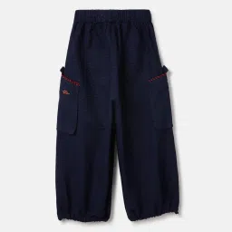 Elle Girls Blue Pure Cotton Textured Trousers image 2