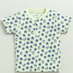 Bumzee Green Cotton Graphic Jhabla With Short for Girls image 2