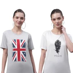Vimal Jonney White & Grey Cotton Printed T-Shirt - Pack Of 2-picture-23