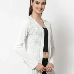 Style Quotient White Self Design Shrug image 3