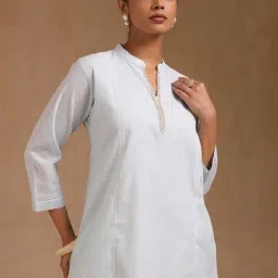 Soch Blue Cotton Solid Tunic-image-89