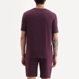 Rare Rabbit Vaux Maroon Cotton Half Sleeve Regular Fit Plain T-Shirt image 2