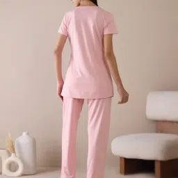 Sweet Dreams English Rose Rayon Regular Fit Solid Short Sleeves Nightsuit image 2