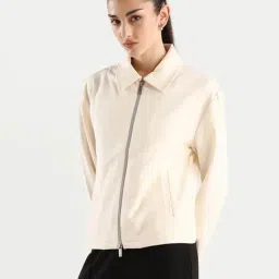 Rareism Off White Polyester Regular Fit Jacket image 5