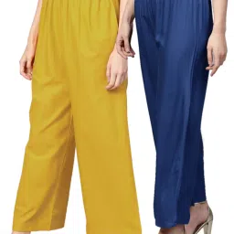 N-Gal Multicolor Flared Fit Palazzos (Pack Of 2) image 1