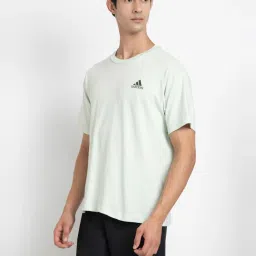 Adidas Green Cotton Loose Fit Sports T-Shirt image 3