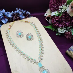 VATSALYA creation Alloy Gold- plated Green Jewellery Set image 1