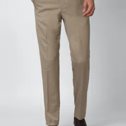 Van Heusen Brown Regular Fit Flat Front Trousers image 1