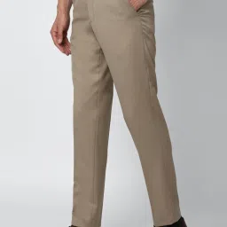 Van Heusen Brown Regular Fit Flat Front Trousers image 3