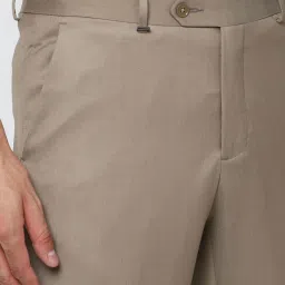Van Heusen Brown Regular Fit Flat Front Trousers image 4