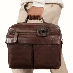 Hidesign Tan MEZCAL 02 Textured Medium Leather Brief Case-picture-35