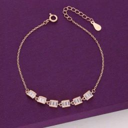 Kai Jewel Sterling Silver String of Baguette Rose Gold Bracelet for Women-picture-11